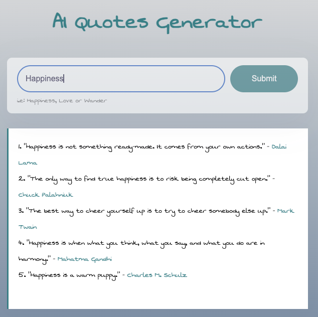 Quote AI Generator Project